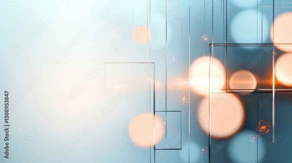 Poster abstract image featuring translucent shapes and illuminated bokeh effects