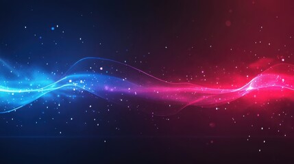 Obraz premium Abstract Blue And Red Wavy Lines With Glittering Sparkles