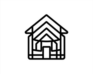 Home icon outline vector template. House line icon symbol. Thin line house logo icon.
