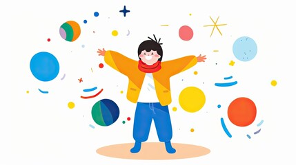 Fototapeta premium Joyful child celebrating creativity studio digital art colorful close-up imagination unleashed