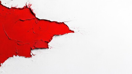 Red and White Textured Abstract Background with Painted Divisions and Plaster Texture on Uneven Surface