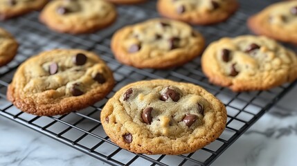 Delicious Homemade Chocolate Chip Cookies Freshly Baked Golden Brown Sweet Treat Perfect Dessert Recipe Photography Warm Tasty Buttery Soft Chewy     