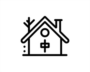 Home icon outline vector template. House line icon symbol. Thin line house logo icon.