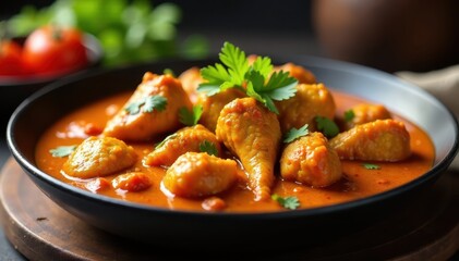 Fragrant chicken tikka masala in a sizzling balti dish , Spicy, Yogurt, Appetizing