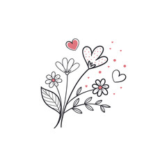 Abstract flowers and hearts valentine card