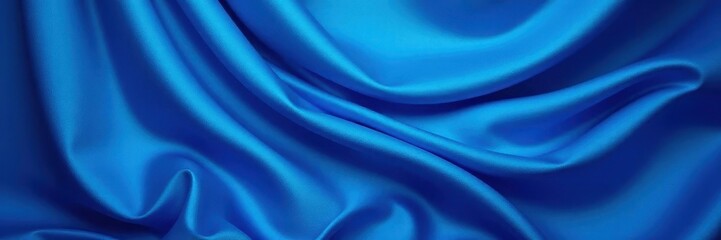 Obraz premium Elegant blue silk curtain, luxurious cascading folds , classic, cascade, blue