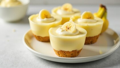 Individual banana pudding cups, creamy & layered , wafer, small