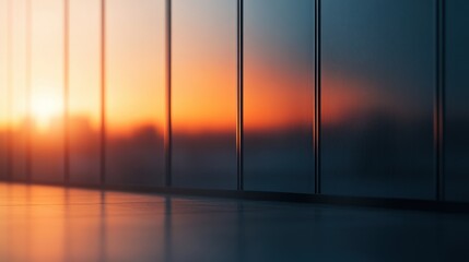 Fototapeta premium Abstract view of a sunset reflecting on glass windows showing gradients of color and modern design