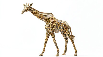 Obraz premium Giraffe figurine, walking, on white background