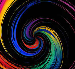 Fototapeta premium Сurves with colorful reflections create a mesmerizing abstract pattern on a black background.generative ai