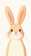 Fototapeta premium Cute rabbit illustration gazes calmly, gentle, and friendly