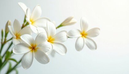 Weightless jasmine flowers suspended in mid-air against stark white , jasmine, plant