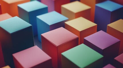 Obraz premium A high-angle shot of paper boxes in a perfect rainbow spectrum, meticulously arranged. 