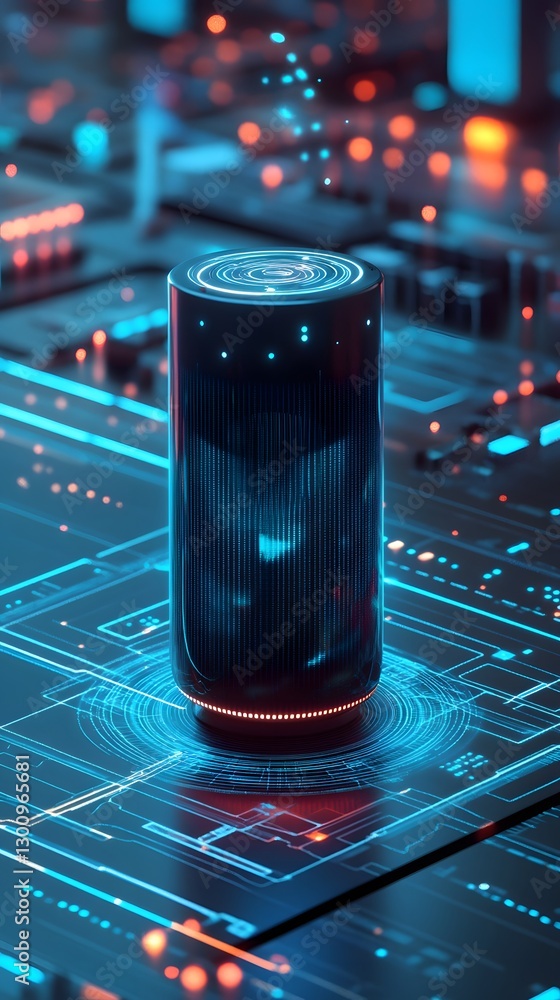 Aufkleber digital battery with circuit board: an intriguing glimpse into the future of power, showcasing a hig