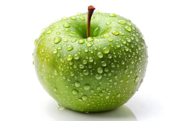 fresh green apple with water drops image isolated on white