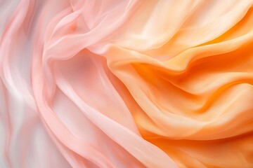 Obraz premium Ombre Peach and Apricot Silk Drape, Textured Fabric Background