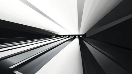 Black and white perspective view of bowling lanes and pins