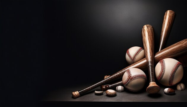 border frame of baseball bats and baseballs background with copy space