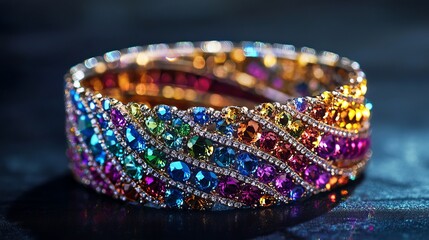 Elegant Rainbow Gemstone Bracelet Luxury Jewelry Fashion Accessory Sparkling Bling Rainbow Colored Stones Precious Gemstones Gold Setting Designer    