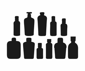 Collection of Various Cosmetic Bottles Silhouettes