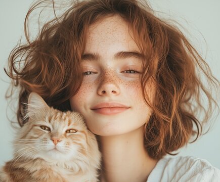 cute girl with a cat