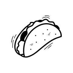 Hand Drawn Taco Illustration. Doodle Vector. Isolated on White Background - EPS 10 Vector