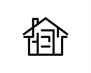 Home icon outline vector template. House line icon symbol. Thin line house logo icon.