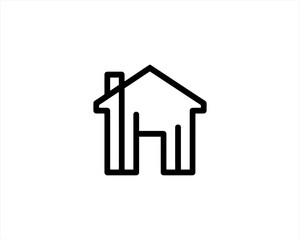 Home icon outline vector template. House line icon symbol. Thin line house logo icon.