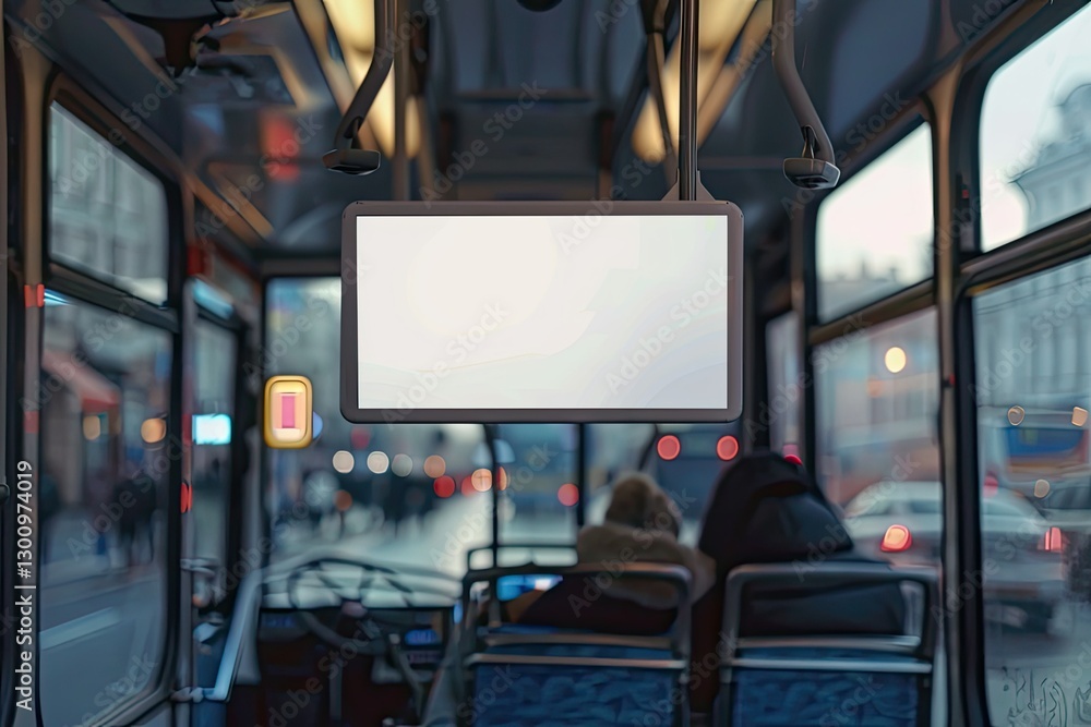 Poster high definition image of media bus blank view screen