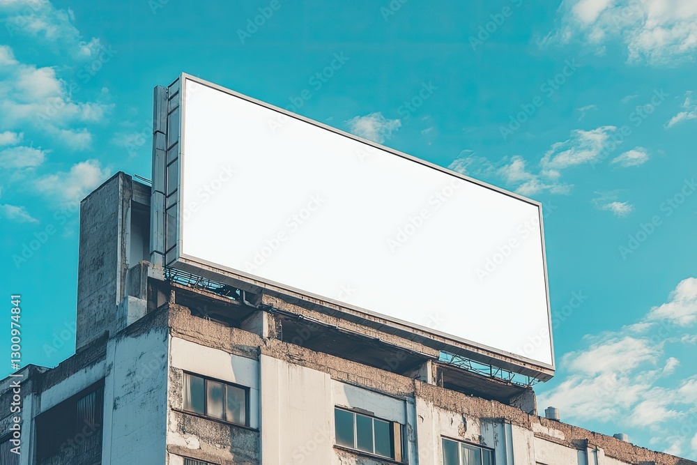 Poster detailed color picture of mock up white background billboard and clipping path on building
