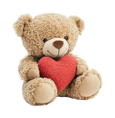 Obraz premium Cute teddy bear with a heart symbol, perfect for expressing love and affection on Valentine's Day or for any heartfelt occasion, cut out