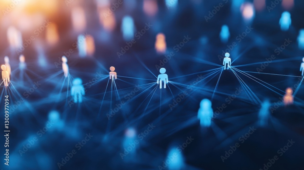 Poster connected individuals in a network with linked connection lines