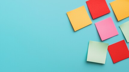 Colorful Sticky Notes on Pastel Backdrop for Business Planning and