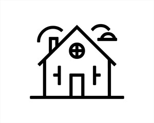Home icon outline vector template. House line icon symbol. Thin line house logo icon.