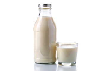 full glass bottle of milk image isolated on white background