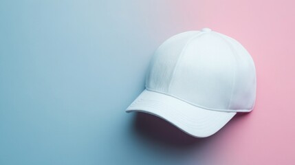 Fototapeta premium White Baseball Cap on Pastel Background