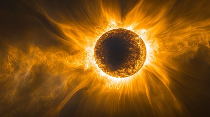 A magnificent solar display captivates the cosmos with fiery tendrils glowing against darkness