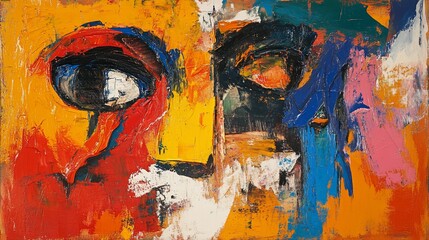 Abstract Faces, Bold Colors, Canvas Art
