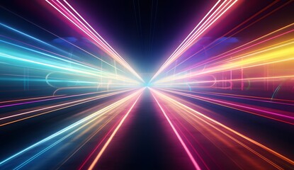 Light Speed motion background neon light. neon light lines background