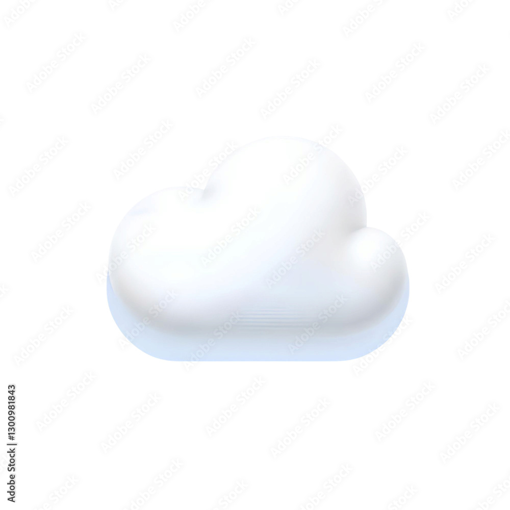 Poster 3d white cloud with a soft and smooth design, shaped in a rounded fluffy form, symbolizing weather, 