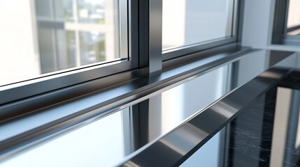 Obraz premium Modern Window Design Sleek Metal Frame Architectural Detail High Quality Image Perfect for Interior Design Projects Clean Lines Minimalist Style 