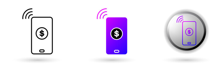 Metaverse Payment Service modern icon represents the virtual world and future digital technology, various outline, solid and glossy effect styles, ideal for NFT, games, presentations etc.