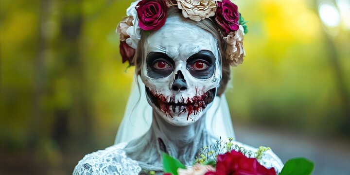 zombie bride - undead corpse in a wedding gown