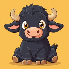 Cute buffalo cartoon vector illustration 