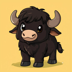 Fototapeta premium Cute buffalo cartoon vector illustration 