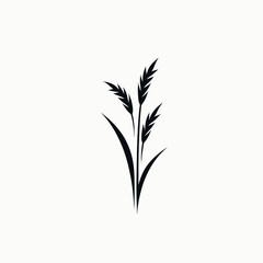 Obraz premium very simple flat and single minimalist Grass Silhouette in black on a white background
