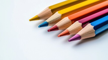Sharpened tips of colorful pencils point inward, framing an empty canvas ready for ideas and inspiration.