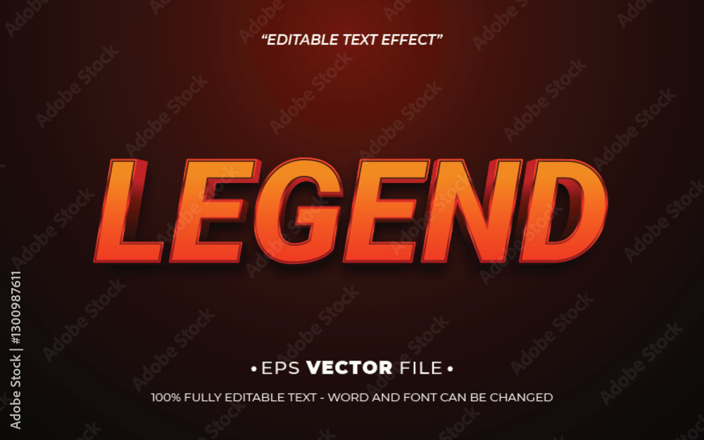Poster legend editable text effect vector template with 3d style