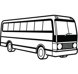 Easy-shape transportation vehicle: a large bus used for carrying people. Line art, icon, vector, illustration, isolated, design, stock related to transportation. Editable Pro Vector.