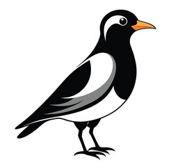 A cute black bird with wings line art icon sign silhouette vector illustration for photo overlays t-shirt print flyer poster design web banner.